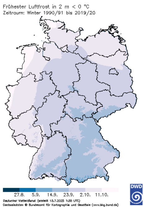 Frühester Frost in Deutschland