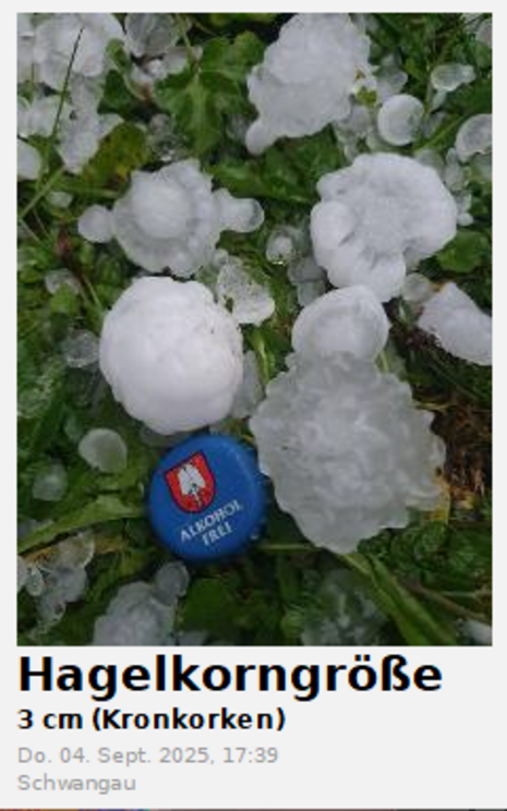 Nutzermeldung Hagel