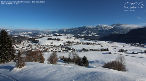 Webcam-Foto aus Obermaiselstein / Großer Herrenberg am Montag, 05.01.2026 um 13:00 Uhr (MEZ) (Quelle: foto-webcam.eu)