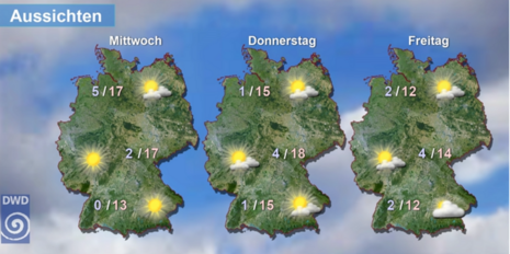 Abbildung 5: Wetter-Aussichten von Mittwoch bis Freitag, 18. - 20.03.2026.