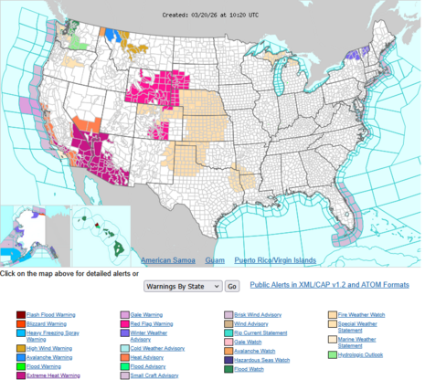 Warnkarte USA (Quelle: National Weather Service (NOAA))