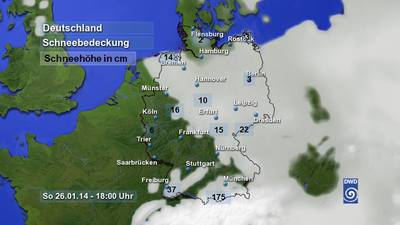 Schneehöhen vom heutigen Sonntag