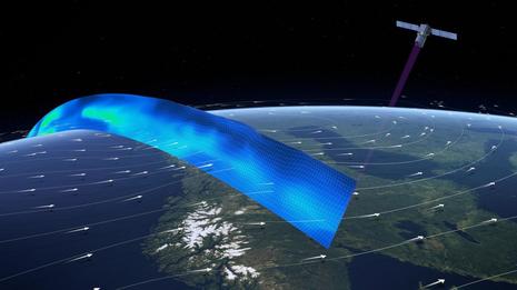 Der Erd­be­ob­ach­tungs­sa­tel­lit ADM Aeo­lus misst Wind­pro­fi­le 