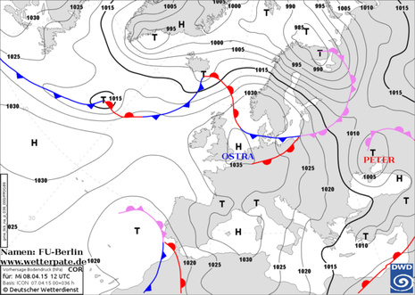 Hoch Ostra über Mitteleuropa beschert uns zumindest teilweise freundliches Wetter
