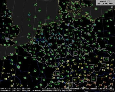 Höchsttemperaturen am Sonntag